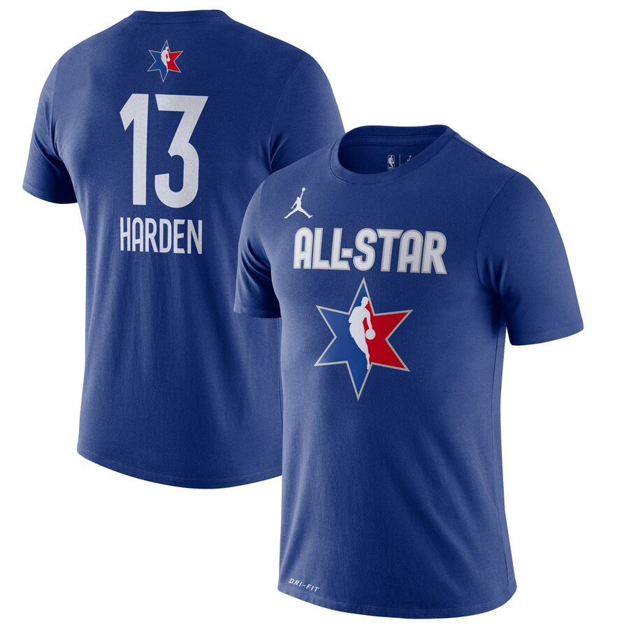 Men James Harden Jordan Brand 2020 NBA AllStar Game Name & Number Player TShirt  Blue->nba t-shirts->Sports Accessory
